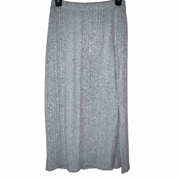 Umgee Ribbed Skirt Size Small‎ Gray Pull On High Waist Side Slit - Picture 1 of 6